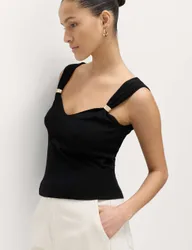 Hardware Detail Slim Fit Cropped Knitted Vest Black female