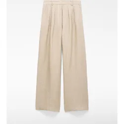 Pantalones anchos de mujer de pinzas en lino