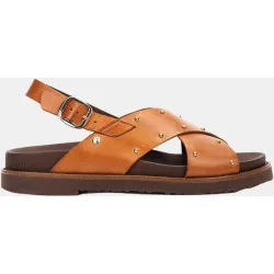Sandalias planas de mujer en piel