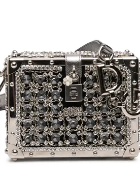Rhinestone Embellished Jacquard Dolce Box Bag - Dolce & Gabbana - FashionsVida