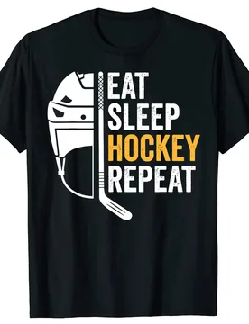 Funny Eat Sleep Hockey Repeat Graphic T-shirts Men Women's Fashion Casual Tshirt 100% Cotton Loose Ice Hockey Retro T Shirt - Aliexpress - FashionsVida