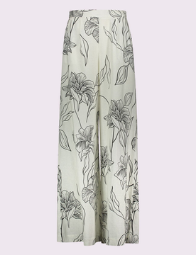 Pantalone con stampa floreale donna bianco-nero