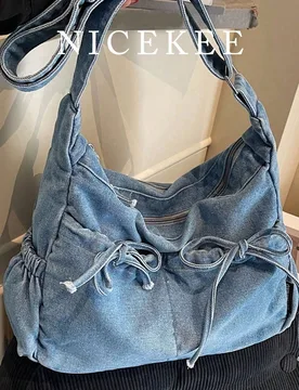 Bolso cruzado minimalista y casual para mujer, diseño plisado único con decoración de lazo, gran capacidad conveniente para ir y venir, adecuado pa - Shein - FashionsVida