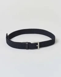 Cintura Exchange blu in tessuto intrecciato con dettagli in pelle