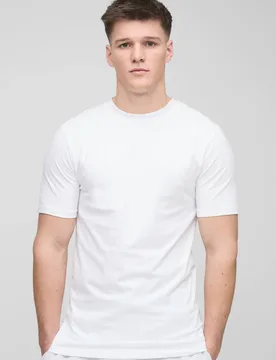 Herren Tall Basic Muscle Fit T-Shirt White Größe Large - boohooMAN - FashionsVida