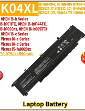 WK04XL Laptop Battery 15.4V 4550mAh For HP OMEN 16-D 16‑b1011TX 16‑b0144TX 16‑b1000ns 16‑b0093TX, Victus 16‑e 16‑e 16‑d Series - Aliexpress - FashionsVida