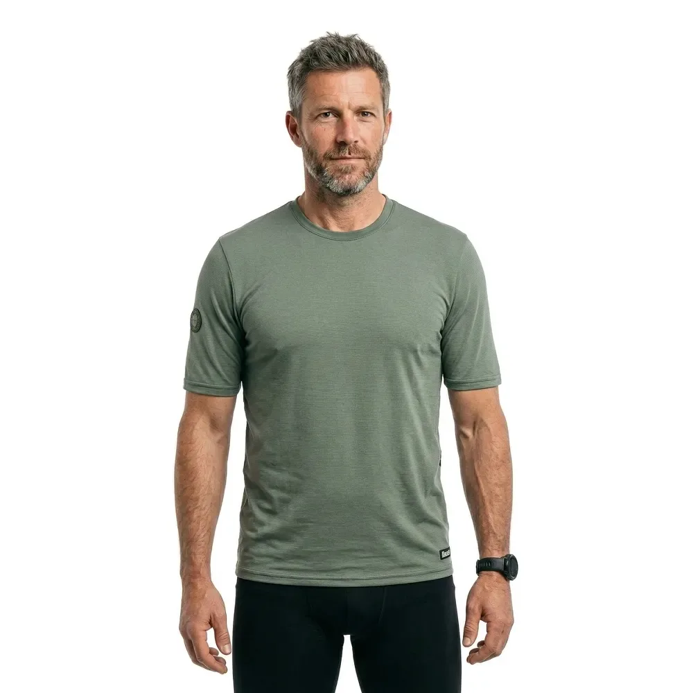 Maglietta A Maniche Corte Delta Line Tech Military Green - Santini - FashionsVida