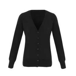 Womens/ladies Essential Acrylic V Neck Cardigan (Black) - Size 12 Uk