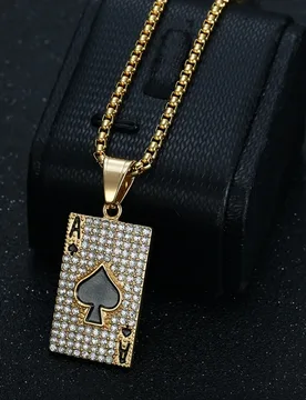 Punk Poker Card Spade A Zirconia Pendant Men Gold Silver Color Stainless Steel Rapper Necklace for Women Lucky Trendy Jewelry - Aliexpress - FashionsVida
