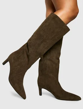 Womens Knee High Column Stiletto Mid Boots - Green - Size Uk 7 - Boohoo - FashionsVida