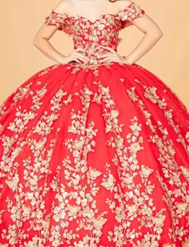 Simple Red Quinceanera Dress off-shoulder Gold Sequins Decal Flower Long tail vestidos de 15 Quinceanera ﻿Customize - Aliexpress - FashionsVida