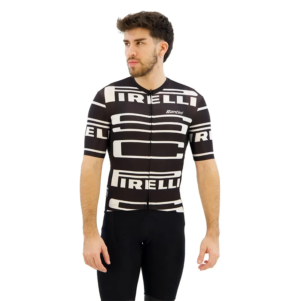 Maglia A Maniche Corte Pirelli Black - Santini - FashionsVida