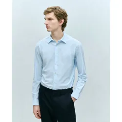 Camisa de vestir de manga larga de punto de rayas fit regular