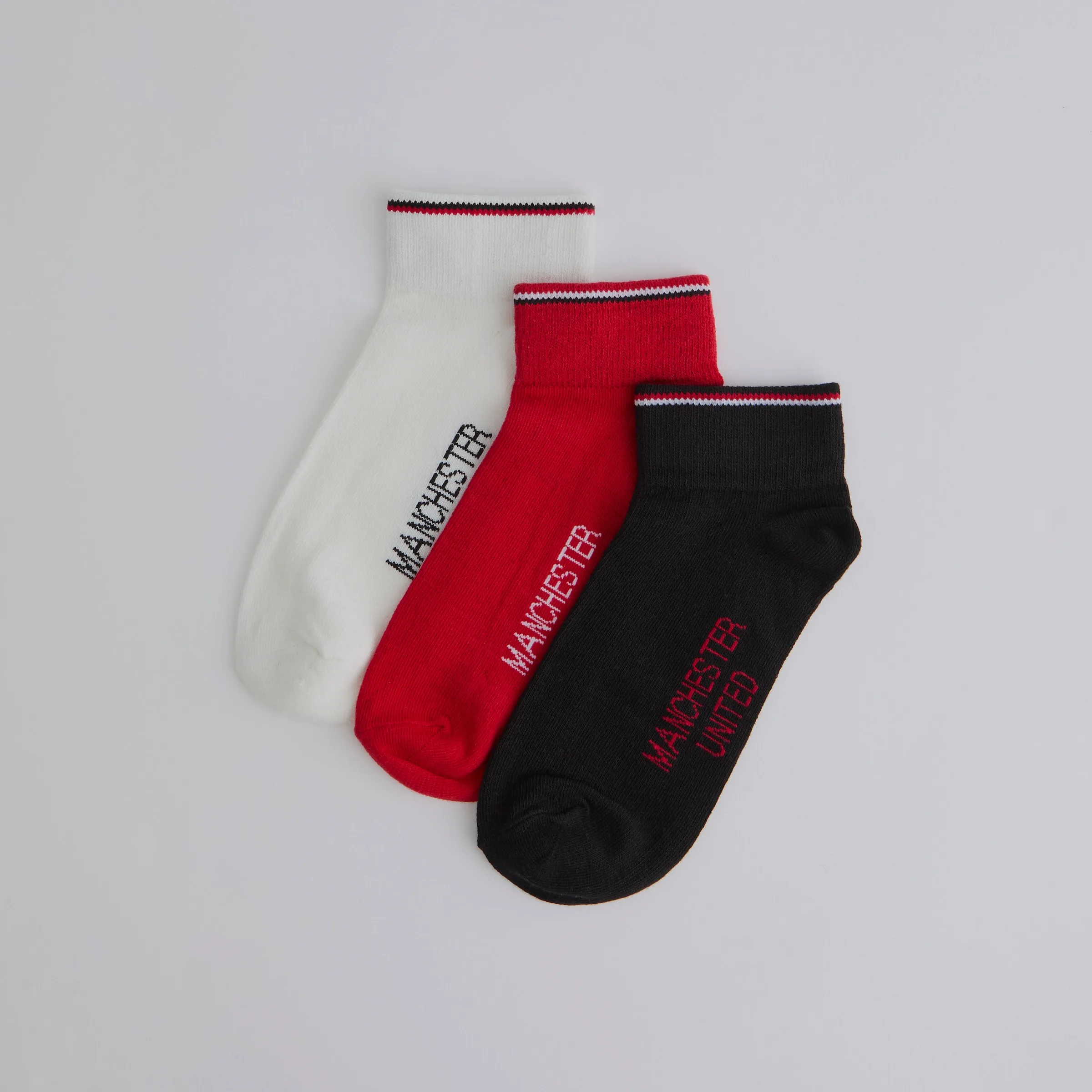 Manchester United Ankle Socks 3 Pack Multi 4-7 - I-Tex - FashionsVida