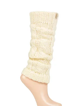 Pair Cream Chunky Cable Knit Leg Warmers Ladies One Size - - Cream - Size: One Size - ELLE - FashionsVida
