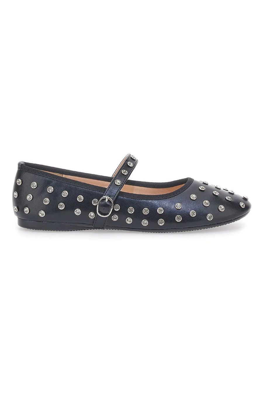 Ballerine Nere con Borchie e Cinturino PL25801 38 - LE HAVRE PARIS - FashionsVida