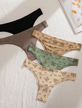 Bragas de triángulo minimalistas con estampado de patrón para mujer - Shein - FashionsVida