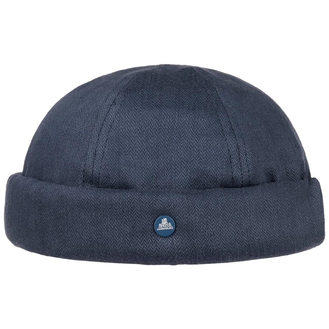 Herringbone Linen Docker Hat by - navy - Size: S (54-55 cm) - Hammaburg - FashionsVida