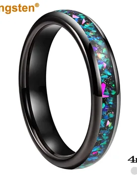 ITungsten 4mm Dropshipping Womens Galaxy Opal Ring Mens Tungsten Engagement Wedding Band Domed Polished Finish Comfort Fit - Aliexpress - FashionsVida