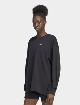 Womens MAGLIA A MANICHE LUNGHE ESSENTIALS OVERSIZE - Nero, nero nero Donna taglia 2XS - Adidas - FashionsVida