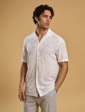 Camicia fantasia in viscosa - panna