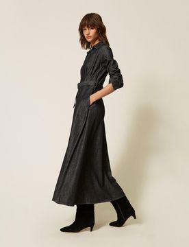 Robe longue en jean fluide