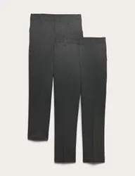 Pack Boys' Easy Dressing School Trousers (3-18 Yrs) Grey male