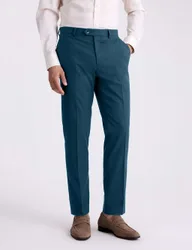 Tailored Fit Flannel Stretch Suit Trousers Teal male