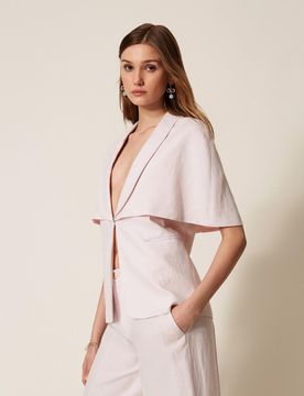 Blouson cape en lin mélangé