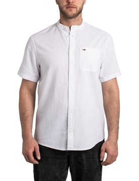 Regular Linen Blend Shirt White S Herren