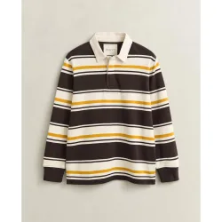 Polo de manga larga de hombre de rayas bicolor