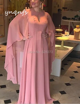 Vestidos de festa Chiffon Dresses Long Cape/Cloak Sleeves Gown Vestido Formal Dress Mother of the Bride Dresses MD358 - Aliexpress - FashionsVida