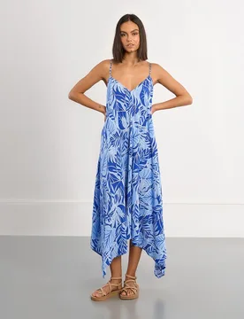 Vestido de tirantes asimétrico con estampado - Lili Sidonio - FashionsVida