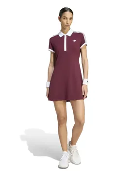 Classics Short Sleeve Dress Maroon L - Adidas - FashionsVida