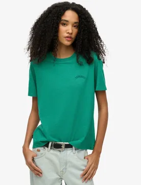 Superdry Damen Verwaschenes T-shirt mit Essential Logo Grün - Größe: 36 - 29.99 - FashionsVida