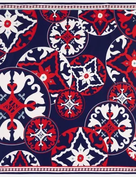 Pañuelo en formato carré con estampado tipo azulejo artesanal catalán - Naulover - FashionsVida