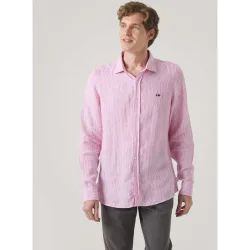 Camisa de lino de hombre corte regular rayas