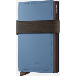 Tarjetero con banda elástica negra y con protección RFID en color marrón de hombre