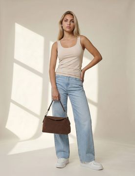 Top basic in cotone - beige