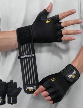 Par de guantes de levantamiento de pesas unisex GOUNOD con excelente agarre para levantamiento de pesas, ejercicio, entrenamiento, dominadas - Shein - FashionsVida