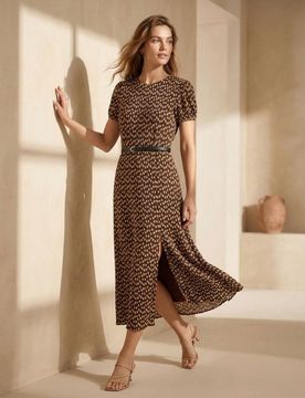Abito midi con cintura a stampa floreale - multicolor