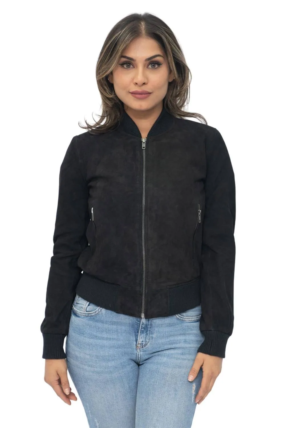 MA-1 Suede Bomber Jacket-Arnhem - Black - Size: 10 - Infinity Leather - FashionsVida