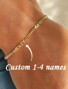 Pulsera de acero inoxidable personalizada con nombre, joyería de cadena con múltiples nombres personalizados, 1-4 nombres, regalo para damas de hono - Shein - FashionsVida