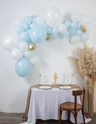 Kit für Ballonbogen 57 Ballons Blau und Weiß für Babyparty