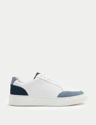 Leather Lace Up Trainers Blue Mix male
