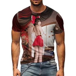 Summer Adult Chinese Pattern Men's 3D Printed Short Sleeve T-Shirt - Worker Crew Neck