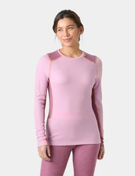 Women's Lifa Merino Midweight Crew Base Layer Pink L - Cherry Blossom Pink - Female - Helly Hansen - FashionsVida