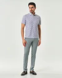 Pantalone chino grigio in cotone stretch micro armatura