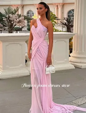 Flowers One Shoulder Prom Dress A Line Party Dress Illusion Evening Dresses Lace Up Back Gala Dress robe de soirée Customized - Aliexpress - FashionsVida