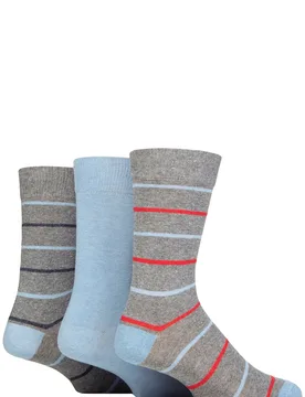 Mens 3 Pair SOCKSHOP 100% Recycled Cotton Thin Stripe Patterned Socks Thin Stripes Light Grey 7-11 - Grey - Size: 7-11 Mens - TORE - FashionsVida